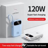 Batterie externe portable 20000 mAh en promotion avec charge ultra-rapide 22,5 W, 3 câbles intégrés, design léger et fin