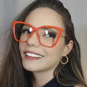 Mujeres señoras gafas Tr90 Anti luz azul resorte bisagra rojo naranja cuadrado Metal oro <span class=keywords><strong>Optica</strong></span> 2025 - Product Image 3