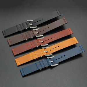 Correa de Reloj de Cuero Genuino Encerado de Primera Calidad con Liberación Rápida, Diseño Moderno, 18mm 20mm 22mm 24mm, Apta para Relojes Inteligentes - Product Image 3