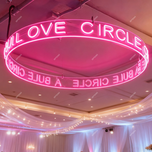 Plafonnier Acrylique <span class=keywords><strong>Arc</strong></span> Rond Lettres Personnalisées Néon Pendentif Lustre Club Bar Événements Tenture Murale Décoratif Enseigne Au Néon - Product Image 5