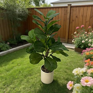 ต้นไม้ประดิษฐ์สีเขียวในกระถางพร้อมของตกแต่งใบต้นไทรสำหรับวางบนพื้นห้องนั่งเล่น - Product Image 3