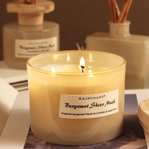 <span class=keywords><strong>Bougie</strong></span> Raincoast de luxe à 3 mèches avec couvercle en <span class=keywords><strong>bois</strong></span> 350g Bougies parfumées faites à la main pour Noël Marque privée Nouvelle arrivée - Product Image 2