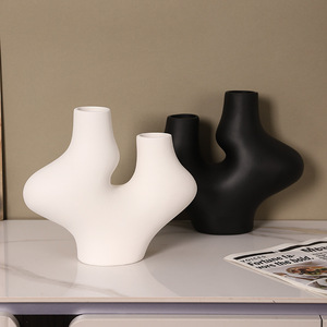 Vase en céramique irrégulier Mystic Arts, décoration minimaliste moderne pour la maison, conteneur à fleurs abstrait 7401Q - Product Image 3