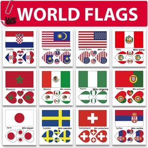 Tatuajes Temporales <span class=keywords><strong>de</strong></span> Banderas Internacionales Impresos por Transferencia <span class=keywords><strong>de</strong></span> Agua para Deportes y Fiestas - Product Image 1