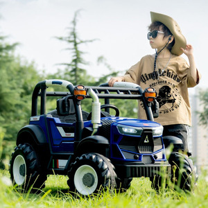 Tractor eléctrico infantil azul y naranja de 4 ruedas para niños de 2 a 4 años - Product Image 1