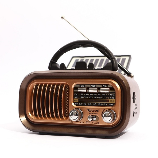 Retro Solar for FM Digital Plastic Portable Multi-Function Three-Band Radio Built-In Speaker Lithium Rechargeable Battery