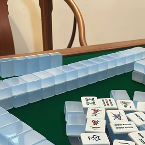 Juego de Fichas de Mahjong de Acrílico Azul, Estilo Clásico Portátil para 4 Jugadores, Piezas de Juego de Plástico Sin Carga - Product Image 3