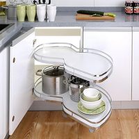 Organisateur de cuisine coulissant pour coin mort, plateau coulissant en aluminium pour coin mort, panier à 2 niveaux avec fermeture amortie