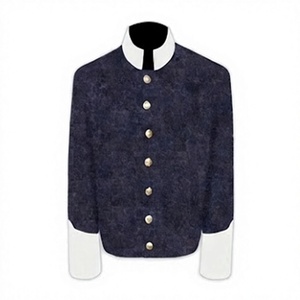 Veste formelle vintage à col contrastant et boutonnée pour homme, à manches courtes, respirante, coupe-vent et imperméable, idéale pour les performances scéniques - Product Image 1