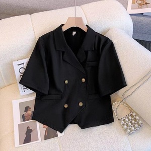 Set di due pezzi alla moda coreana per taglie forti da donna estivo con colletto Casual irregolare gonna a pieghe abito a tinta unita - Product Image 4