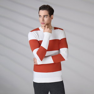Pull tricoté rayé pour homme, manches longues, anti-boulochage, design personnalisé, collection automne-hiver, par un fabricant de tricots - Product Image 3