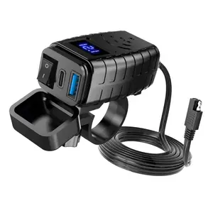 Type C Motorcycle Mobile Phone Charger QC3.0 Waterproof USB Motorcycle Charger with Voltmeter Power Socket Adapter