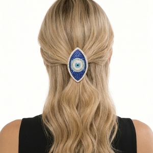 <span class=keywords><strong>Pince</strong></span> à cheveux œil de diable bleu en strass 9,5 cm, en métal, amulette turque porte-bonheur, cadeau, épingle à cheveux œil de diable, Ojo Turco - Product Image 2