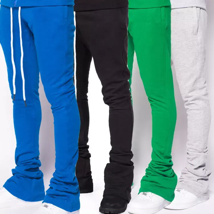 Casual blank cotton Slim fitting jogger sweat pants polyester stacked trousers man running track pants