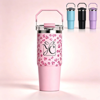 Hotselling Premium Kwaliteit 30oz RVS Tumbler met Handvat, Aangepaste Logo Hartprint, Geïsoleerde Reismok, Auto Waterbeker