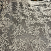 Tissu en dentelle française cordée de haute qualité pour robe de mariée 150cm