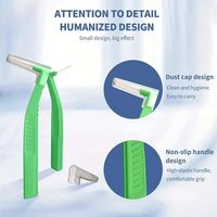 Brosse interdentaire de couleur verte 0.8mm de long brosse dentaire à poignée de type L avec kit de voyage brosses interdentaires pour une utilisation de brassard