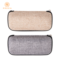 Étui à lunettes à texture lin, coque semi-rigide, pochette à fermeture éclair, boîte de rangement carrée pour lunettes de soleil
