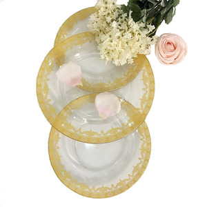Assiettes de présentation K11 pour mariage, 13 pouces, en verre, écologiques, classiques, à bord festonné, avec effet de couleur, transparentes - Product Image 3