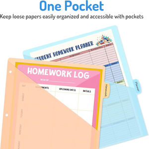 Divisori per Raccoglitori in Plastica Multicolore Traslucidi con 3 Fori Formato Lettera Tasche Assortite - Product Image 3