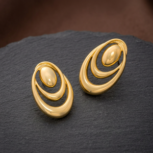 Trendy Ethnic <b>Gold</b> Polish Stud <b>Earrings</b> 192653 Geometric Tassel Design with Pearl and Zinc Alloy 20g for Party Gifts - Product Image 2