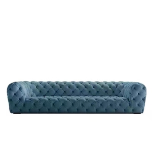 <span class=keywords><strong>Divano</strong></span> Chesterfield in Pelle Stile Moderno Italiano di Lusso Exeon <span class=keywords><strong>Chester</strong></span> Moon Blue a Tre Posti per Soggiorno - Product Image 1