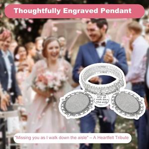 Cornice Portafoto Commemorativa da Donna <span class=keywords><strong>con</strong></span> Ciondolo a Medaglione e Cristallo per Sposa e Damigella d'Onore - Bracciale Portafoto per i Propri Cari - Product Image 4