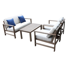 Conjunto de Sofás de Teca para Jardín, Patio o Terraza, Moderno, para Hoteles y Resorts, Resistente al Agua, con Mesa de Centro Plegable y Portátil - Product Image 1