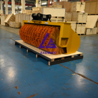 Balai de route à balai hydraulique à rouleaux pour pelle, avec seau à poussière amovible, aménagement paysager, nettoyage du site de démolition
