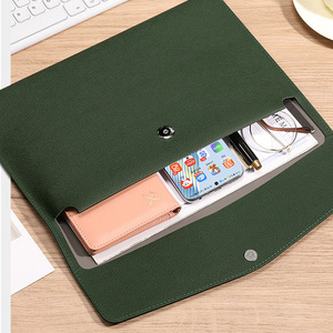 <span class=keywords><strong>A4</strong></span> carpeta de archivos bolsa suministros de oficina pu cuero bolso documento titular organizador logotipo personalizado - Product Image 4