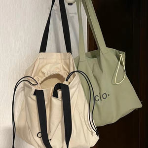 Vente en gros de sacs fourre-tout en coton sacs d'épicerie écologiques sacs à bandoulière fourre-tout en toile sacs à main de transport pliables avec cordon de serrage - Product Image 4