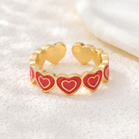 JS17 Candy Color Drip Oil Enamel Liefdeshart Open Ring 18K Goud Verguld Verstelbare Stapelbare Vinger Ringen Zoete Multi Hartjes Band