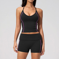 Conjuntos Deportivos de 2 Piezas para Mujer, Transpirables, sin Espalda, de Cintura Alta, de Secado Rápido, Ligeros y Ajustados, para Yoga, Running y Entrenamiento