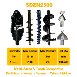 Foreuse hydraulique <span class=keywords><strong>de</strong></span> haute qualité 2500 pour trous <span class=keywords><strong>de</strong></span> poteaux, attache mini-chargeuse compacte pour excavatrices, tracteurs et grues <span class=keywords><strong>de</strong></span> 1,5 à 2,5 tonnes - Product Image 2