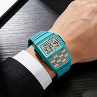 Retro Unregelmäßige Form Multifunktions-Taschenrechner-Uhr LED-Nachtlicht Unisex Sport-Alarm Leuchtende Elektronische Digitaluhr