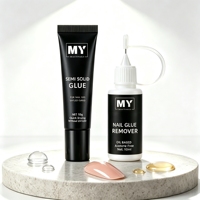Kit de colle et dissolvant pour ongles MybeautyNails en gros, OEM, marque privée, semi-solide, sans bulles, séchage rapide, doux, sans acétone