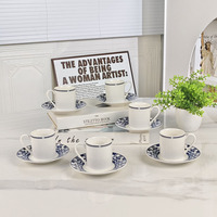 Juego de Té de Porcelana Fina de Lujo Moderno para el Hogar, 6 Tazas y 6 Platos, para Té de la Tarde, Resistente al Calor, Regalo Empresarial