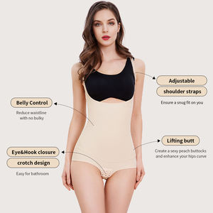 S-SHAPER özel Logo Bodysuit dikişsiz örgü Halter tulumlar Adults bel eğitmen yetişkinler için nefes Shapewear özelleştirilebilir - Product Image 4