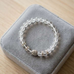 Pulsera de Cuarzo Pulido con Cabeza de Buda de Cristal Transparente Hecha a Mano, Joyería Curativa para el Día de Acción de Gracias - Product Image 2