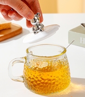 360ML mignon ours tasse en verre avec couvercle et cuillère résistant à la chaleur Transparent Latte café bulle thé jus lait moka tasses
