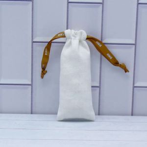 Custom Long Bags <b>Drawstring</b> Necklace Dust Bag Luxury White Cotton Gift <b>Pouch</b> - Product Image 5