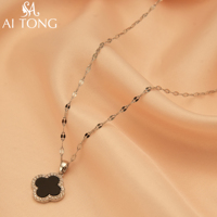 Pendentif Luxe Léger Trèfle à Quatre Feuilles en Or 18K Bijoux Ajustables Déclaration Personnalisée Cadeau Chaînes Colliers Tendance pour Femme