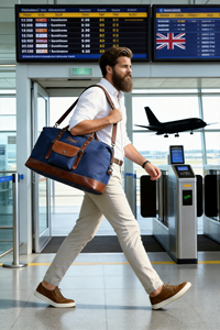 Large Capacity Overnight Weekend Duffel <strong>Bag</strong> <strong>Travel</strong> Carry on Tote Men Retro Sports Gym <strong>Bag</strong> with Adjustable Shoulder Strap - Product Image 5