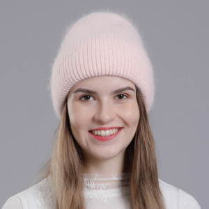 Chapeau en laine tricoté en fourrure de lapin de style japonais et coréen pour femmes, mode automne-hiver, chaud et protecteur pour les oreilles - Product Image 2