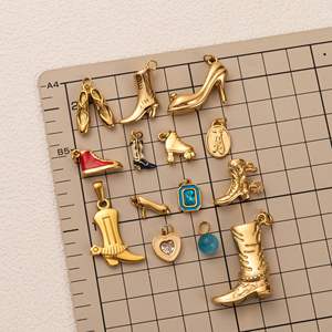 Jimat sepatu & bot koboi | 18K liontin Fashion besi tahan karat berlapis emas PVD untuk membuat perhiasan | Tahan air & hipoalergenik - Product Image 3