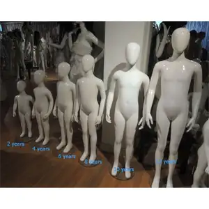 Color mate brillante maniquí niños cuerpo completo de PIE BLANCO fibra de vidrio de pie muñeca de aspecto Real niños T soporte maniquí