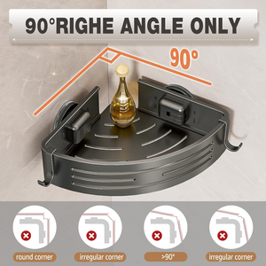 Rangement pour la maison Design de luxe Triangle étagère de salle de bain Métal sans poinçon Ensemble de rangement mural pour épices Caddy de douche d'angle Ventouses - Product Image 5