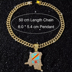 Collar con Colgante de Mapa de la República Democrática del Congo, Chapado en Oro de 14K, Aleación de Zinc, Esmalte de Color, Diseño Cultural Africano, Estilo Casual/Deportivo - Product Image 5