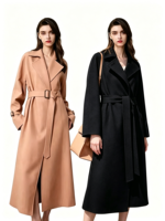 Manteau en cachemire de haute qualité pour femme, nouvelle collection 2026, long, haut de gamme, en laine, avec ceinture et design élégant, manteau en laine double face