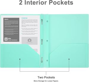 Porte-documents à deux poches avec classeur en plastique format lettre à 3 languettes et pochette, classeur en polypropylène pour le bureau et l'école - Product Image 4